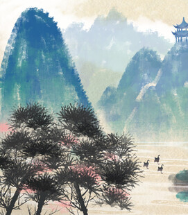 水墨山水间的雅致景致