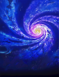 梦幻蓝色漩涡星空景象