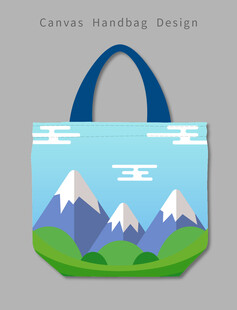 手绘山水帆布手提袋设计