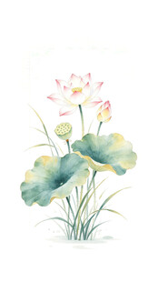 水墨风荷花插画