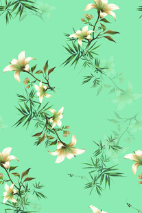 清新绿底花卉图案设计