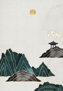 水墨山水间的静谧亭阁