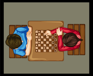 两人对弈棋盘场景
