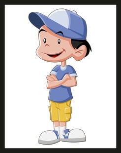 戴帽男孩开心站立