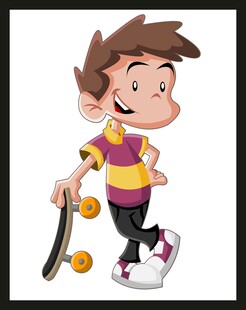 玩滑板的活力少年
