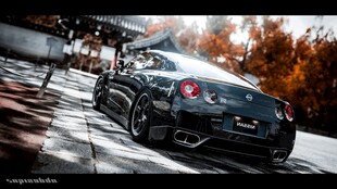 炫酷黑色跑车街头画面