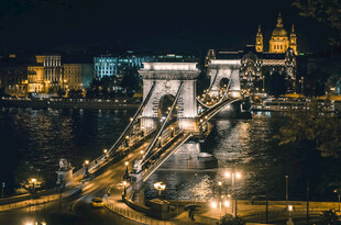 布达佩斯链桥夜景