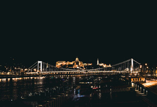 布达佩斯夜景桥与城堡璀璨