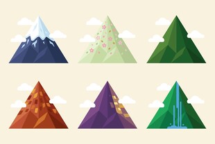 扁平山水素材