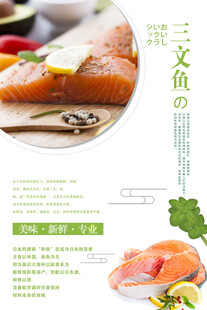 美味三文鱼美食宣传页