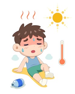 天气火热男孩热晕