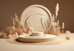简约几何风展台场景布置
