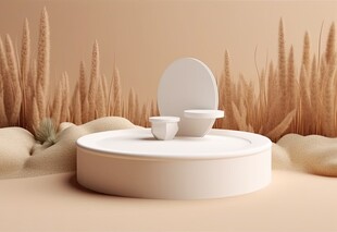 简约展示台与陶瓷物品