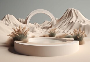 简约几何景观室内装饰场景