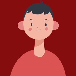 红衣短发卡通男孩形象