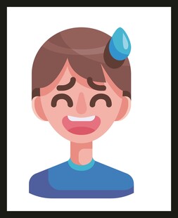 流汗微笑的卡通男孩