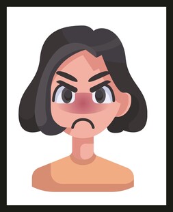 愤怒的短发女性头像