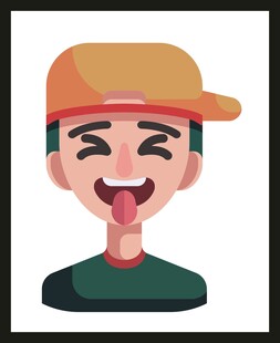 俏皮吐舌戴帽卡通人物