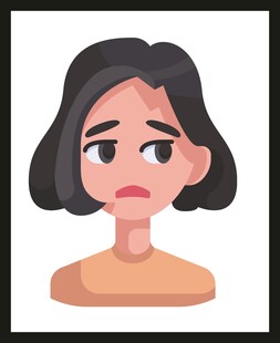 愁容满面的短发女性
