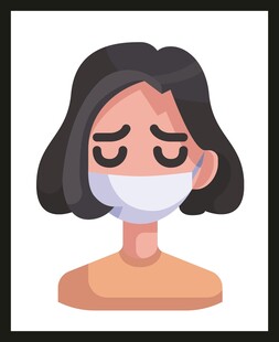戴口罩的忧郁女性