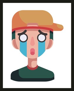 流泪戴帽的卡通人物形象