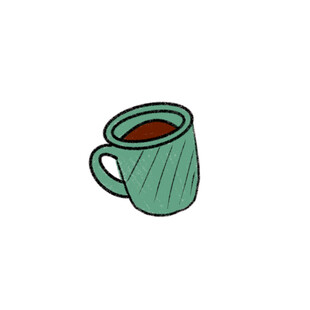 手绘绿色咖啡杯