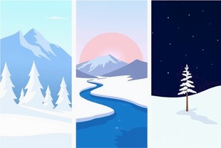 冬日山水插画