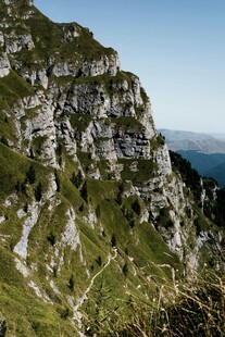 峻峭山峰与葱郁植被景观