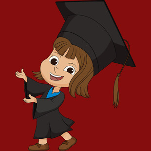毕业女孩开心秀学士服