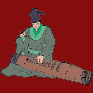 古人抚琴图