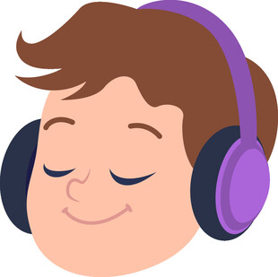 戴耳机微笑的卡通男孩