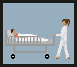 护士推病床运送病人
