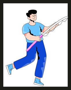 男子手持钓竿准备钓鱼