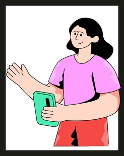 手持手机交流的女士