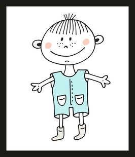 可爱卡通小孩张开双臂