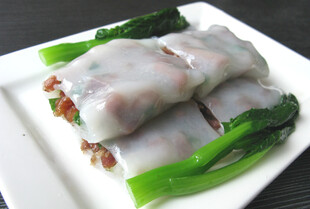 美味肠粉配青菜