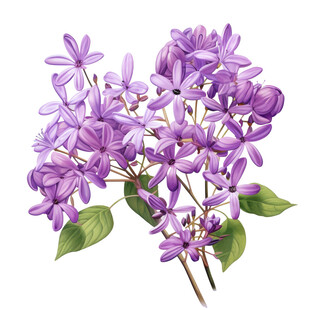 紫色丁香花插画