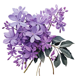 紫色丁香花插画