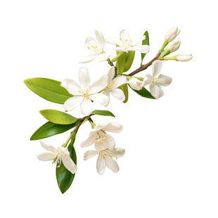 白色橘花枝条特写