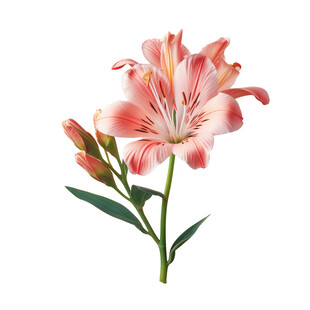 粉色百合花单枝特写