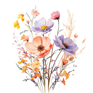 缤纷花卉插画绽放自然美