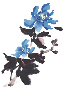 水墨蓝花图