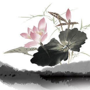 水墨荷花图