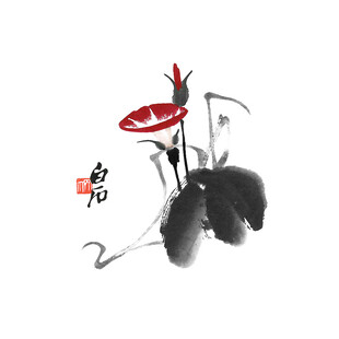 水墨风昆虫与器物插画