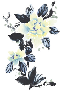 蓝白花卉图案设计