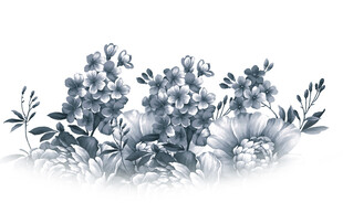 蓝调花卉水彩画