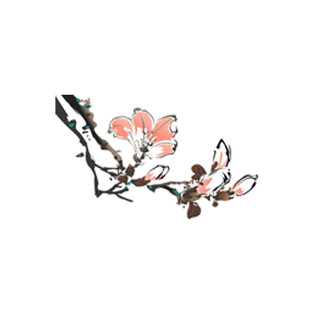 水墨桃花枝