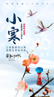 小寒时节景双童赏春枝花