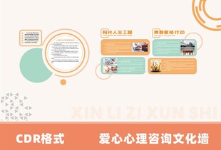 心理咨询文化墙CDR模板