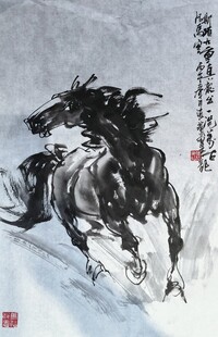 雪地奔马图